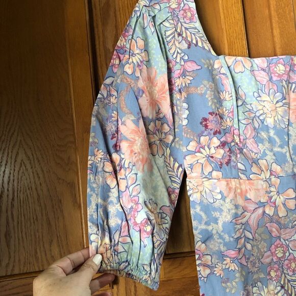 NWT Vince Camuto Square Neck Floral Linen Cotton Sheath Dress - 6 - Picture 6 of 16